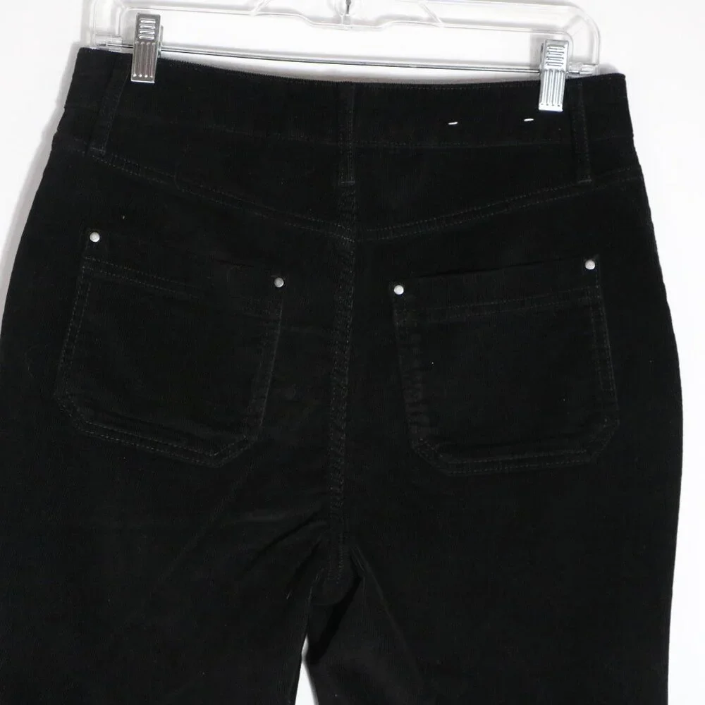Boden Straight Leg Corduroy Jeans Womens 8 Black‎ Patch Pockets Ankle High Rise